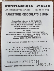 Panettone artiginale 750gr - Cioccolato e Rum